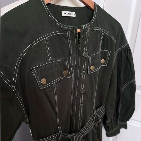 Ulla Johnson Dark Green Utility Jumpsuit with Belted Waist - Picture 6 of 14